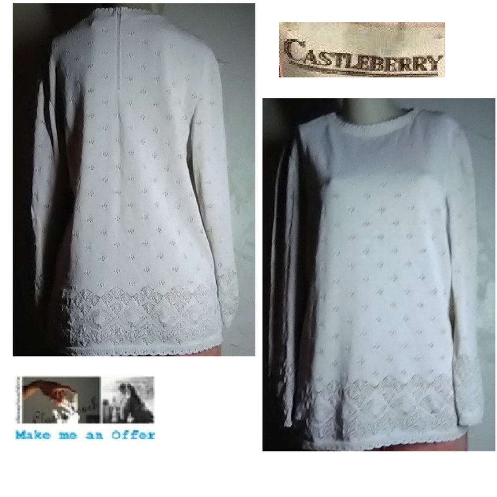 Castleberry Cream Decorate Sweater Size M